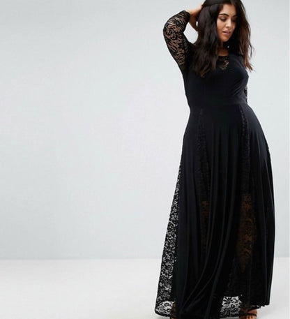 Club L Lace Insert Dress Plus Size - CHIC Kuwait Luxury Outlet