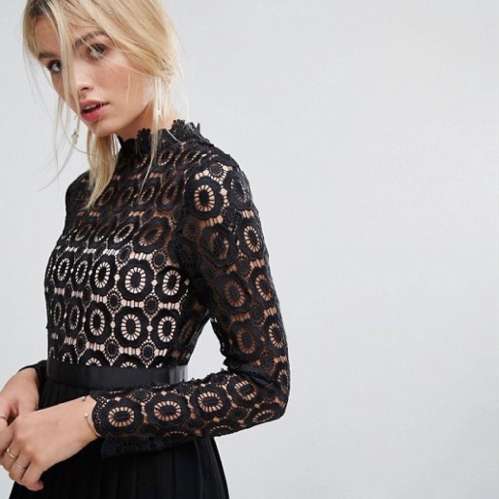 little mistress crochet top midi dress