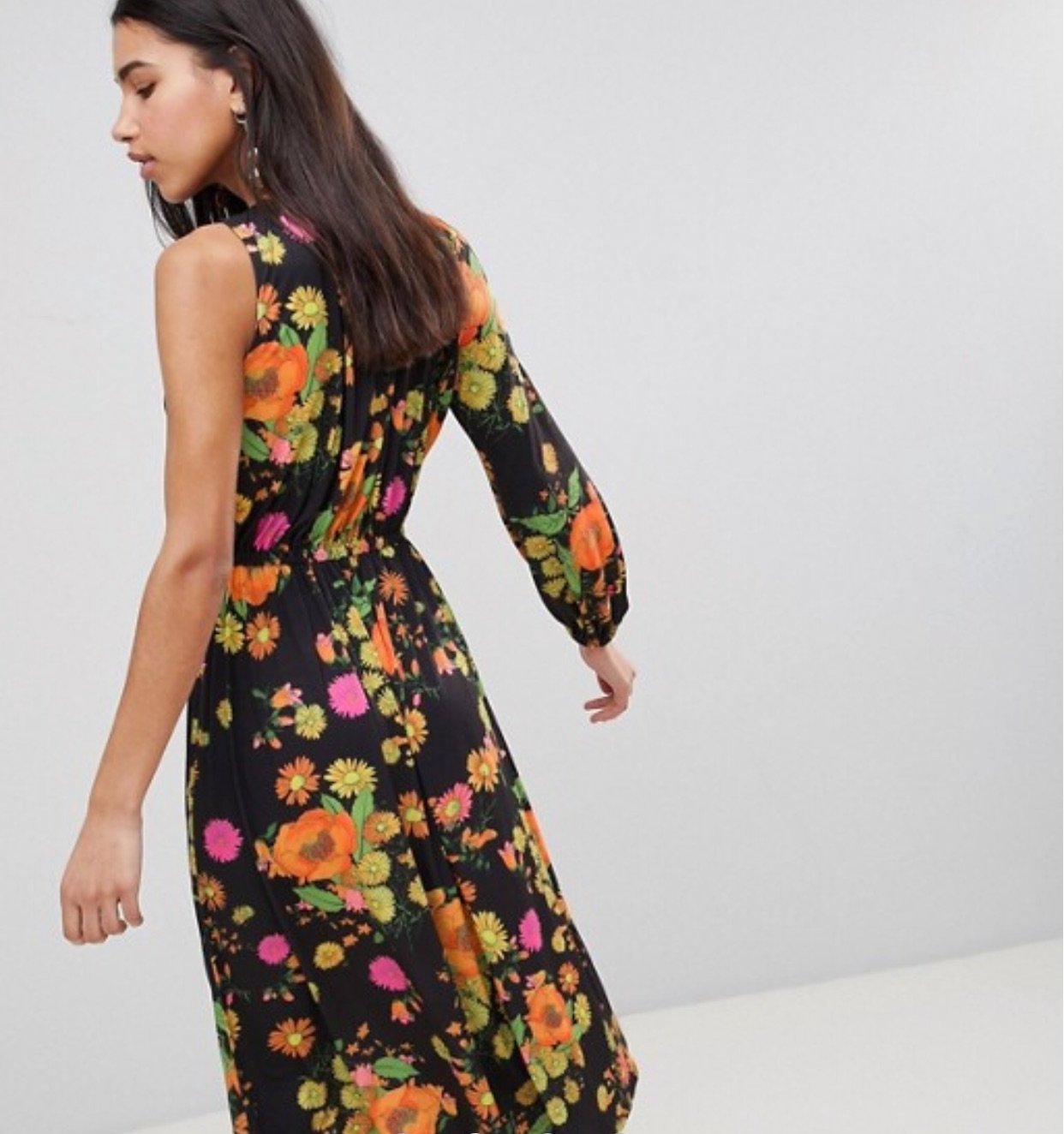 Asos One shoulder Sleeve Floral Dress - chickuwait.com