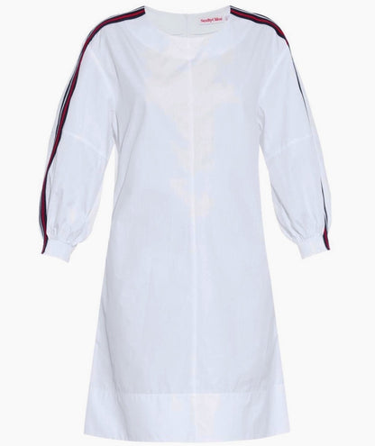 See By Chloe Dress White striped 3/4 sleeve - CHIC Kuwait Luxury Outlet