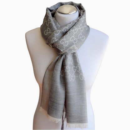 Gucci GG Wool Scarf Grey - CHIC Kuwait Luxury Outlet