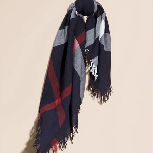 Burberry Check Scarf Navy - chickuwait.com